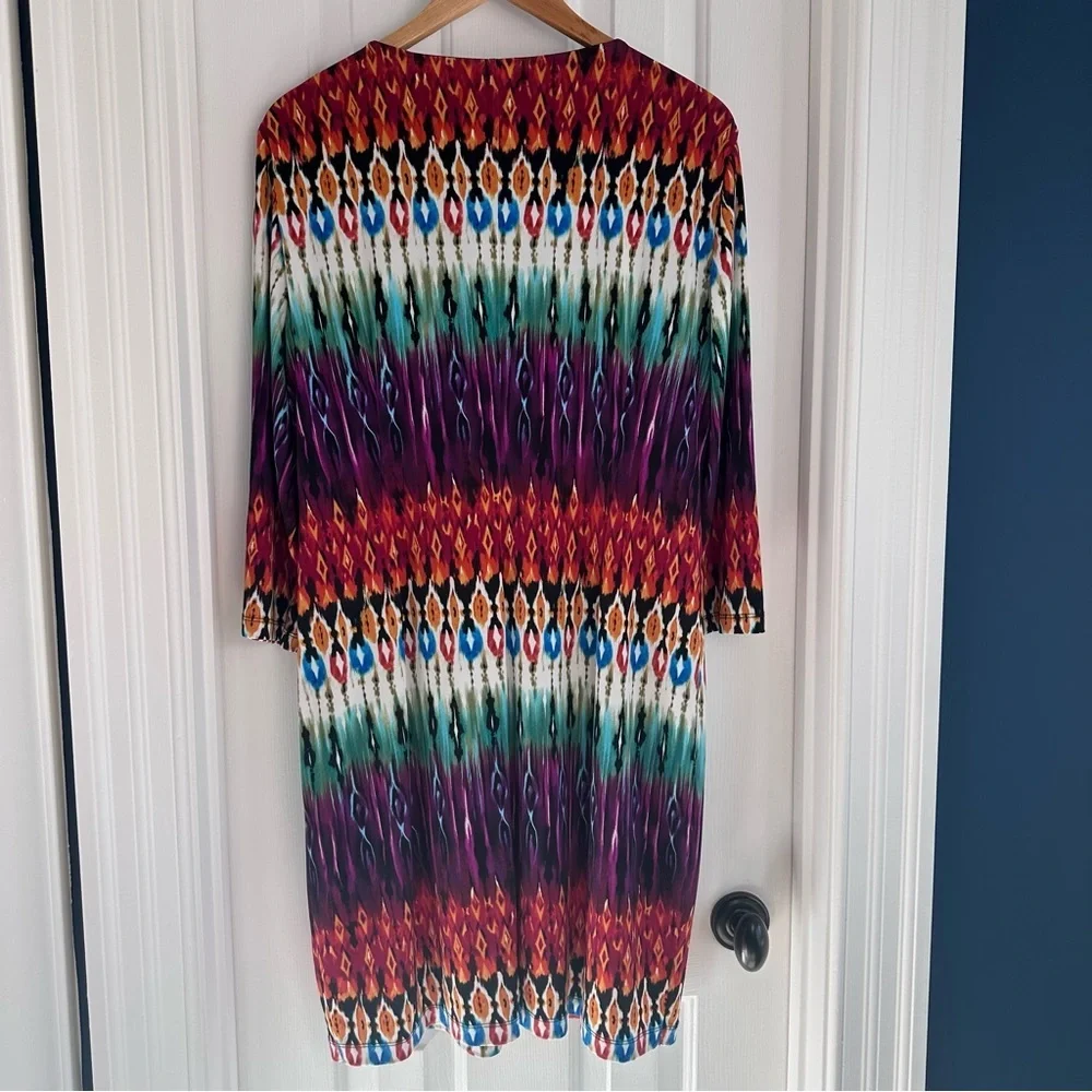 Chico's Women's Vibrant Print Tunic Shift Dress EUC - Picture 4 of 6